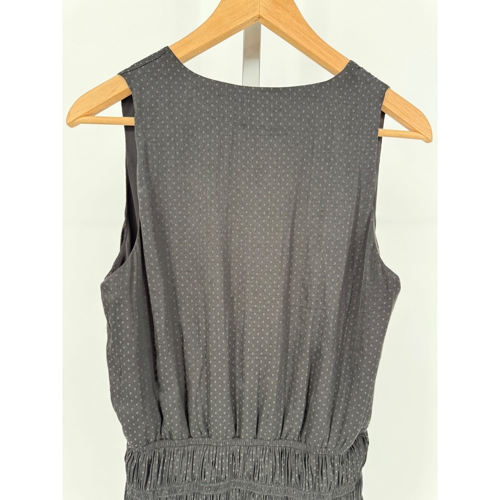 Allison Joy Black Dress Womens Medium V Neck Sleeveless Pleated Smocked - Picture 5 of 9